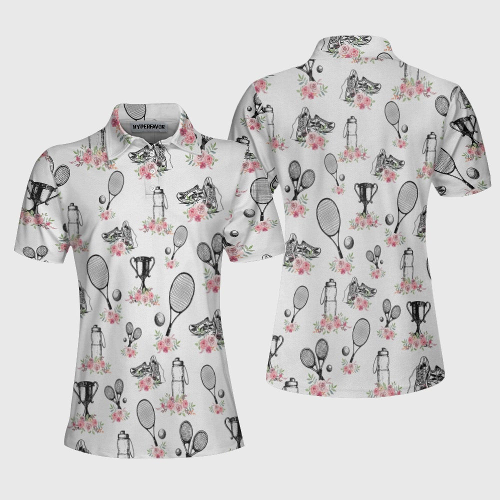 Floral Tennis Player Shirt Short Sleeve Women Polo Shirt