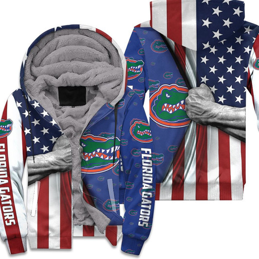 Florida Gators American Flag Ripped 3D Fleece Hoodie