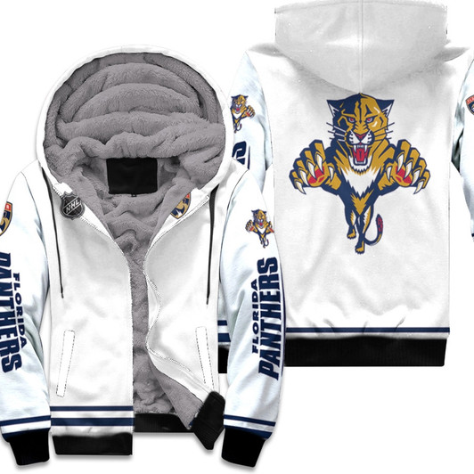 Florida Panthers Nhl Ice Hockey Team Stanley C Panther Logo Mascot White 3D Designed Allover Gift For Panthers Fans Fleece Hoodie