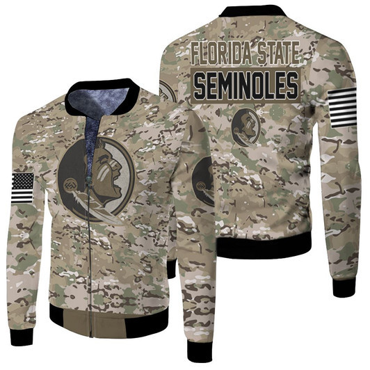 Florida State Seminoles Camo Pattern Fleece Bomber Jacket