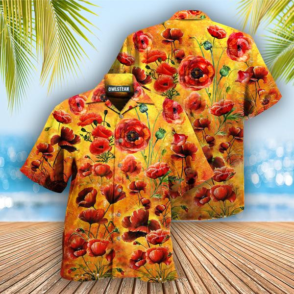 Flowers Lest We Forget Poppies Edition - Hawaiian Shirt - Hawaiian Shirt For Men