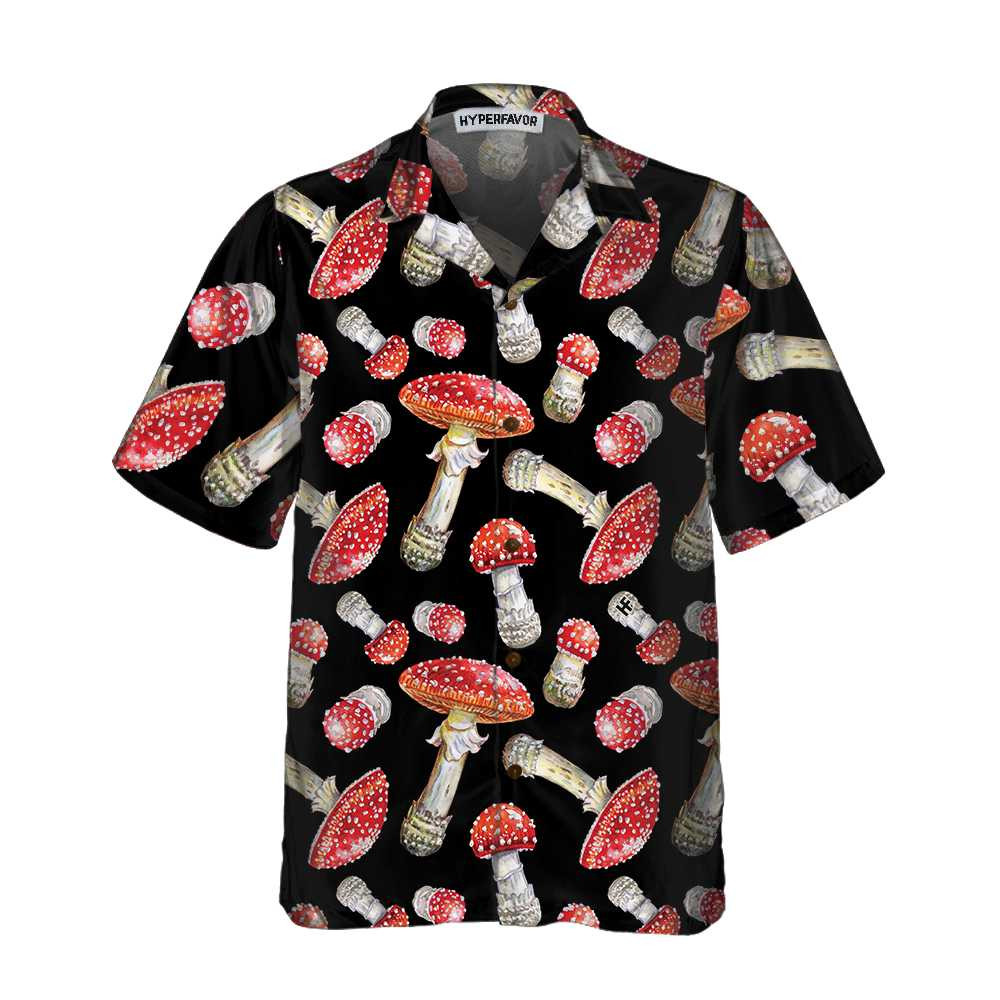 Fly Agaric Mushroom Hawaiian Shirt Red Mushroom Print Shirt For Men  Women