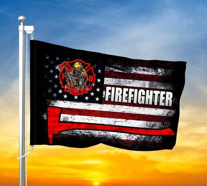 For Proud Firefighter American Flag Garden Flag House Flag