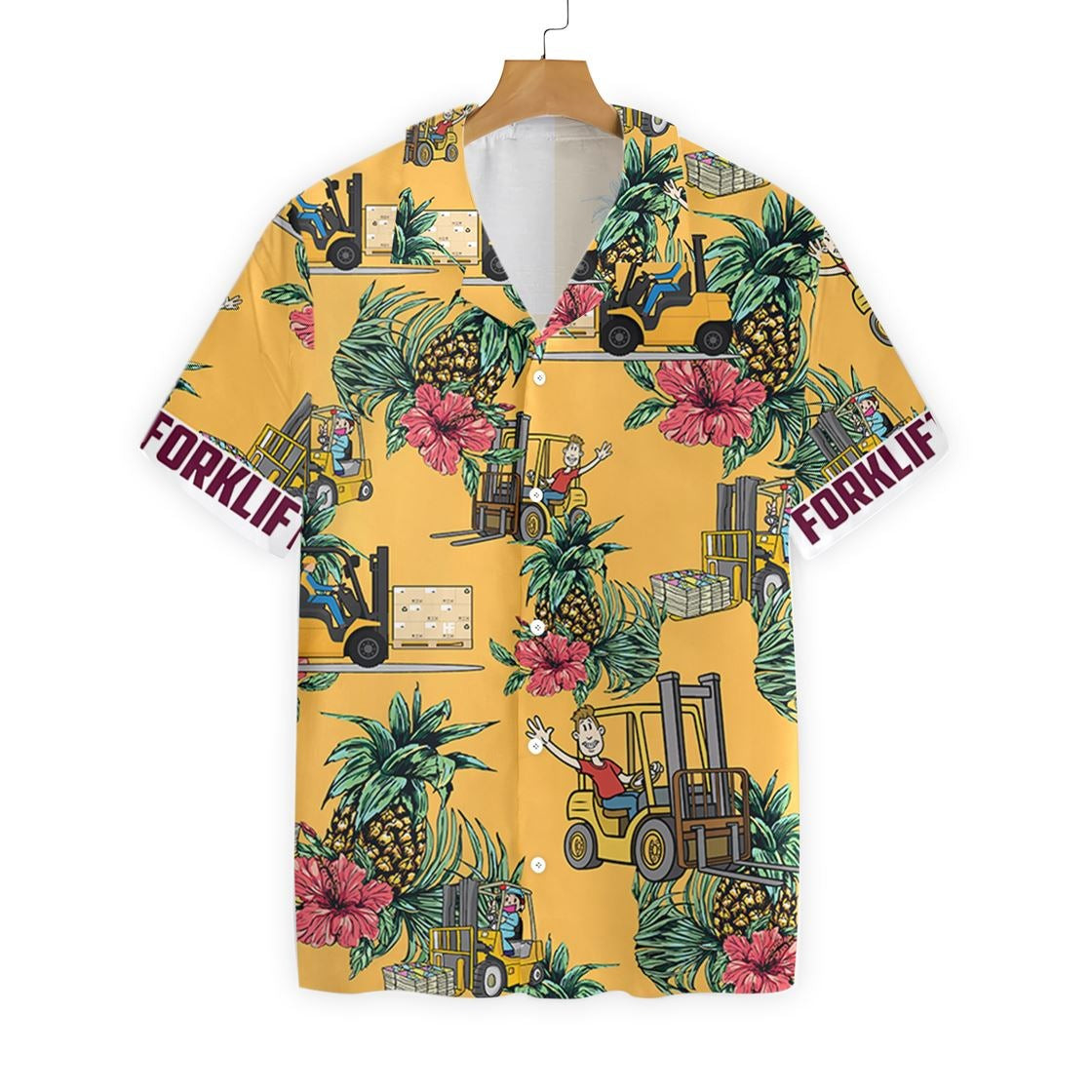 Forklift Pineapple Seamless Pattern Hawaiian Shirt