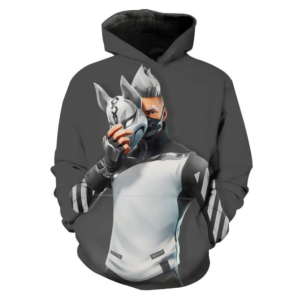 Fortnite Cosplay Off White Drift Fortnite Hoodie 3D Size S to 5XL