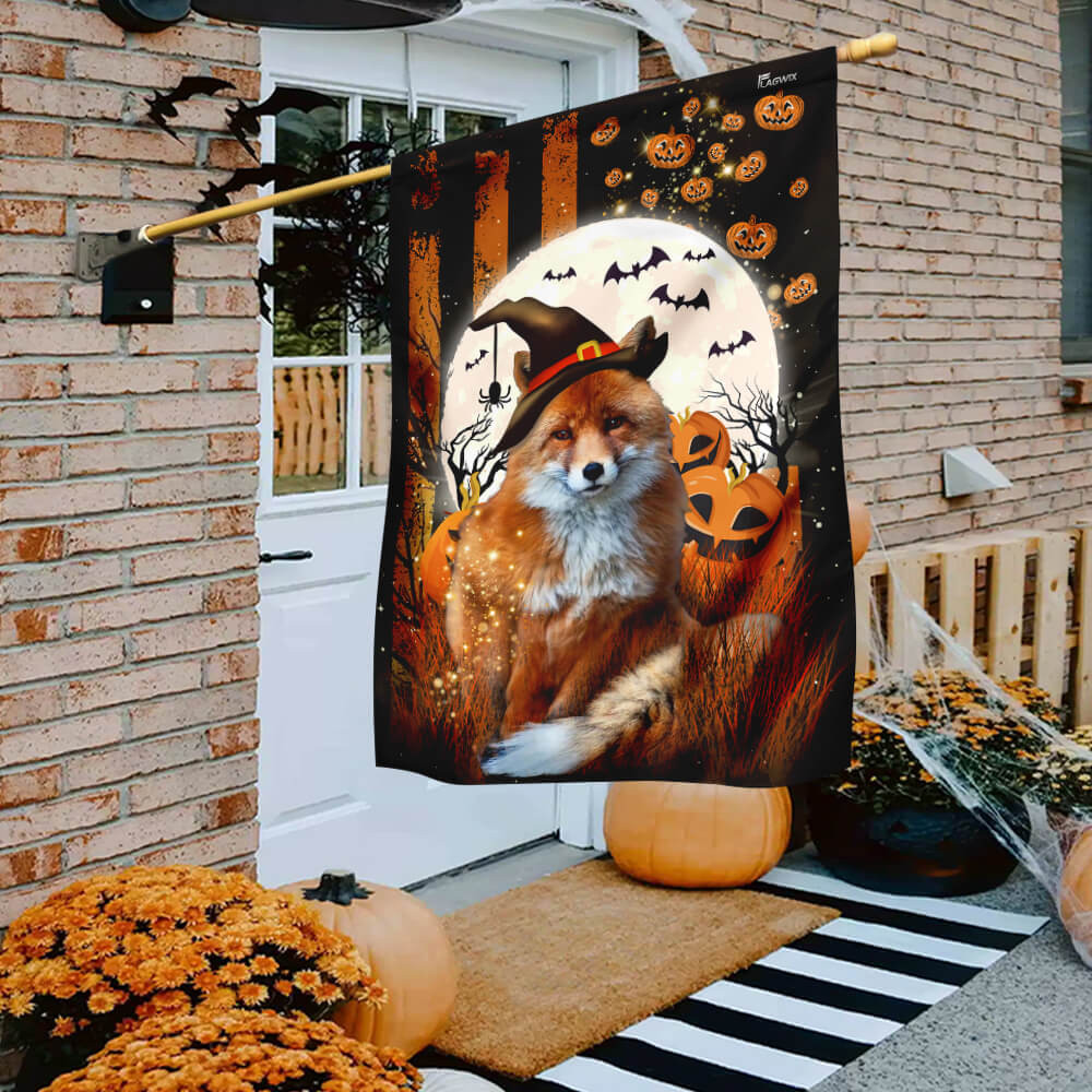 Fox Happy Halloween Flag Halloween Outdoor Decor Fall Yard House Decoration