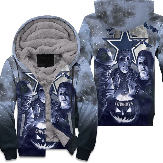 Freddy Jason Michael Myers Love Dallas Cowboys Pumpkin Head Halloween 3D Fleece Hoodie