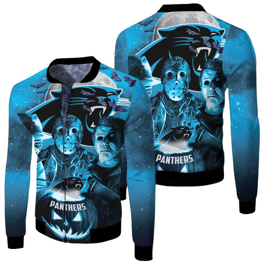 Freddy Jason Michael Myers Loves Carolina Panthers Pumpkin Head Halloween T Shirt Hoodie Sweater Fleece Bomber Jacket