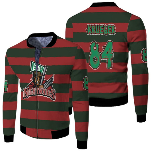 Freddy Krueger 84 Elm St Nightmares Monster Killer Halloween Fleece Bomber Jacket