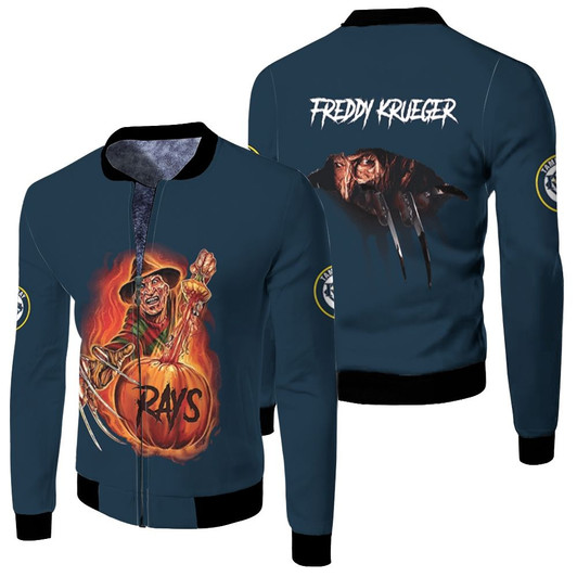 Freddy Krueger Tampa Bay Rays Pumpkins Halloween Black Fleece Bomber Jacket