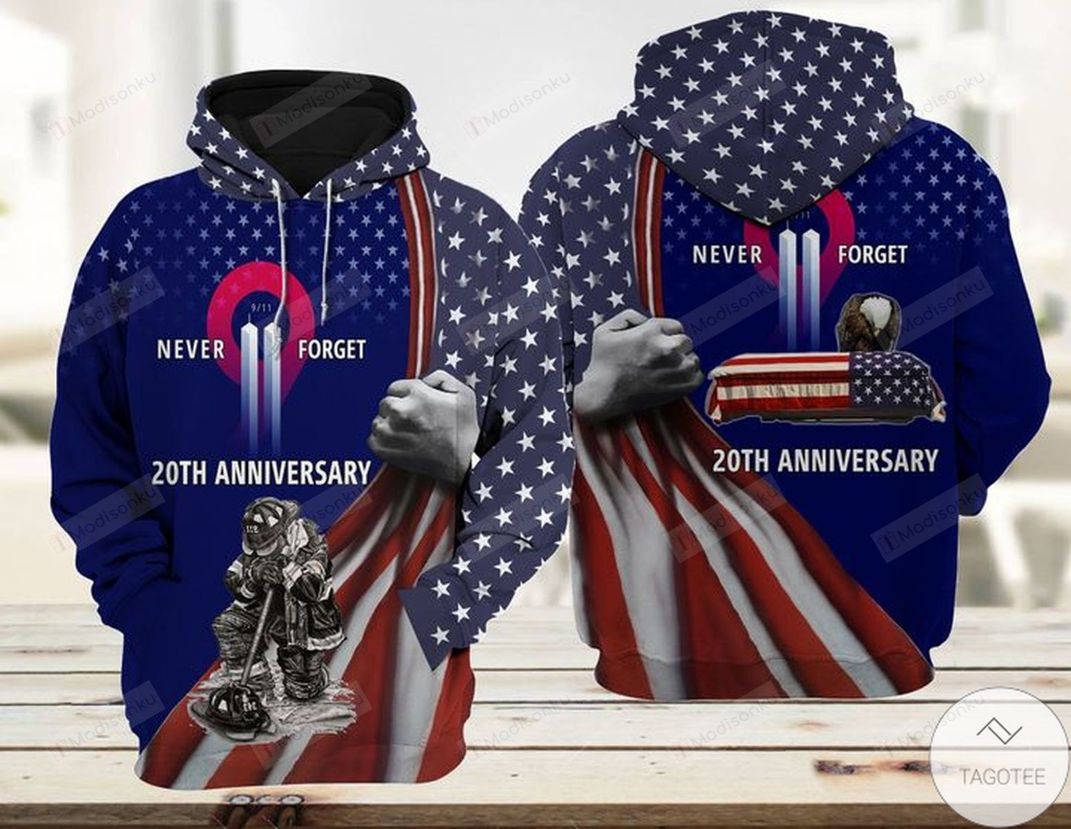 Free Patriot Firefighter 911 20th Anniversary Never Forget 3D All Over Print Hoodie