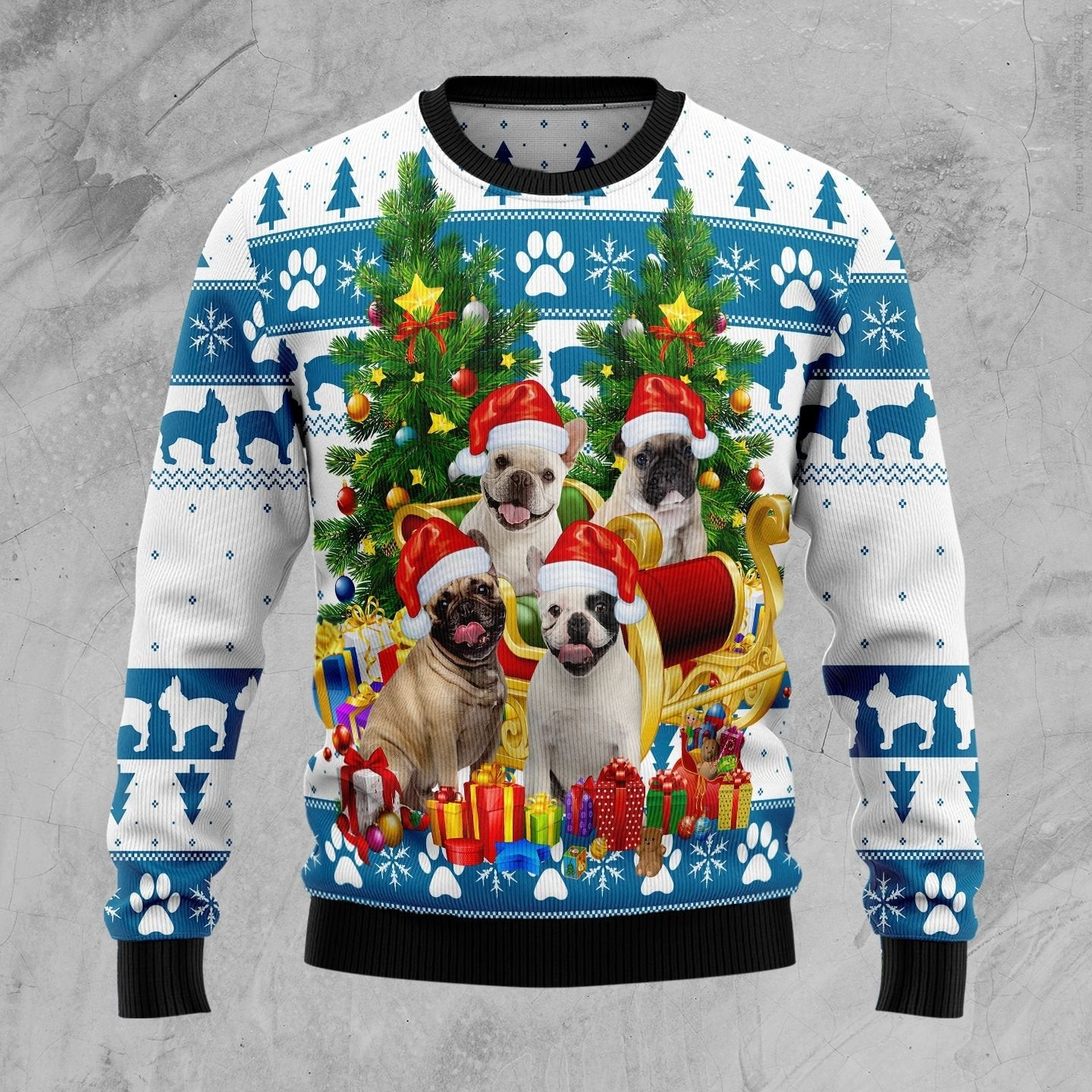 French Bulldog Greeting Ugly Christmas Sweater Ugly Sweater For Men Women