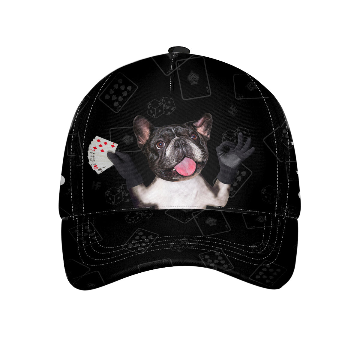 French Bulldog Keeps Playing Cards Cap