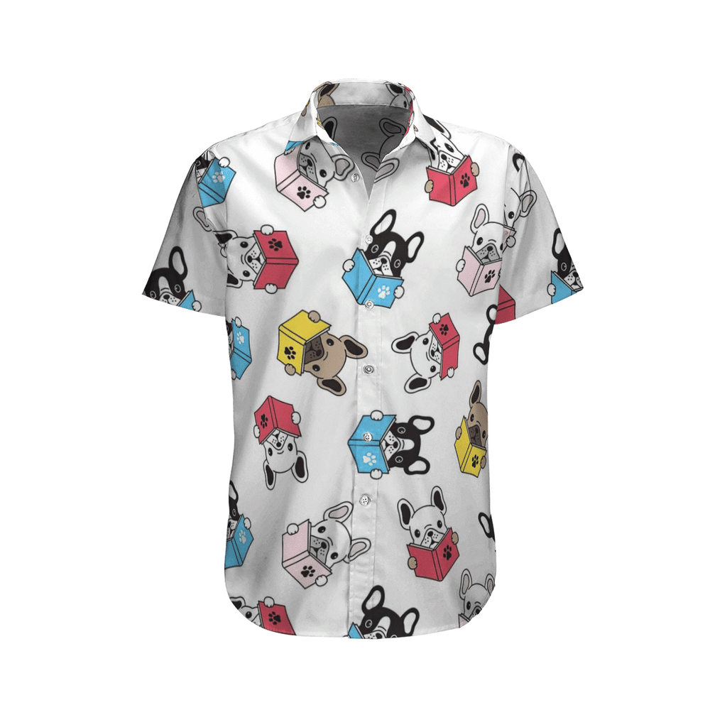 French Bulldog Reading Paws Book Aloha Hawaiian Shirt Colorful Short Sleeve Summer Beach Casual Shirt For Men And Women