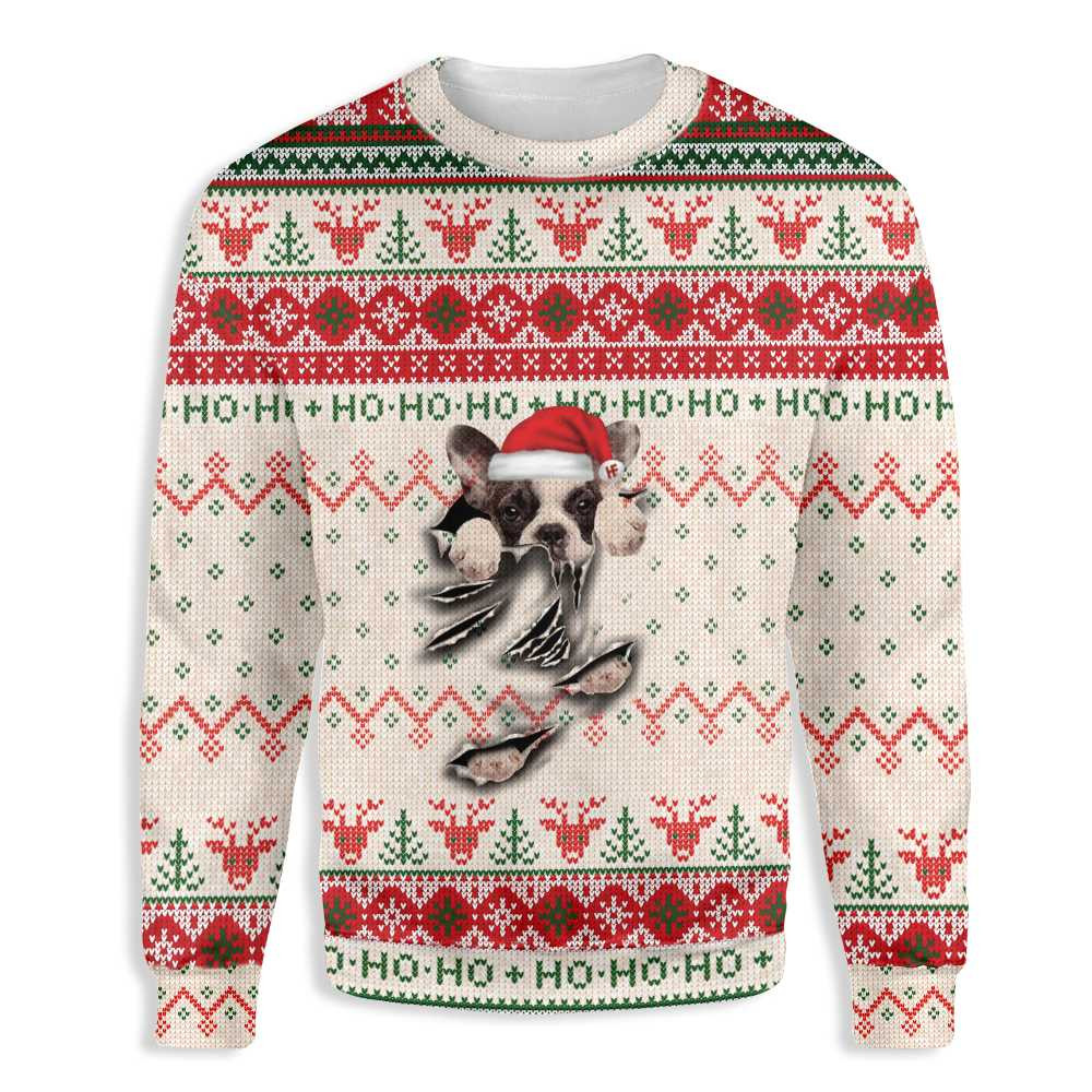 French Bulldog Scratch Ugly Christmas Sweater Ugly Sweater For Men Women