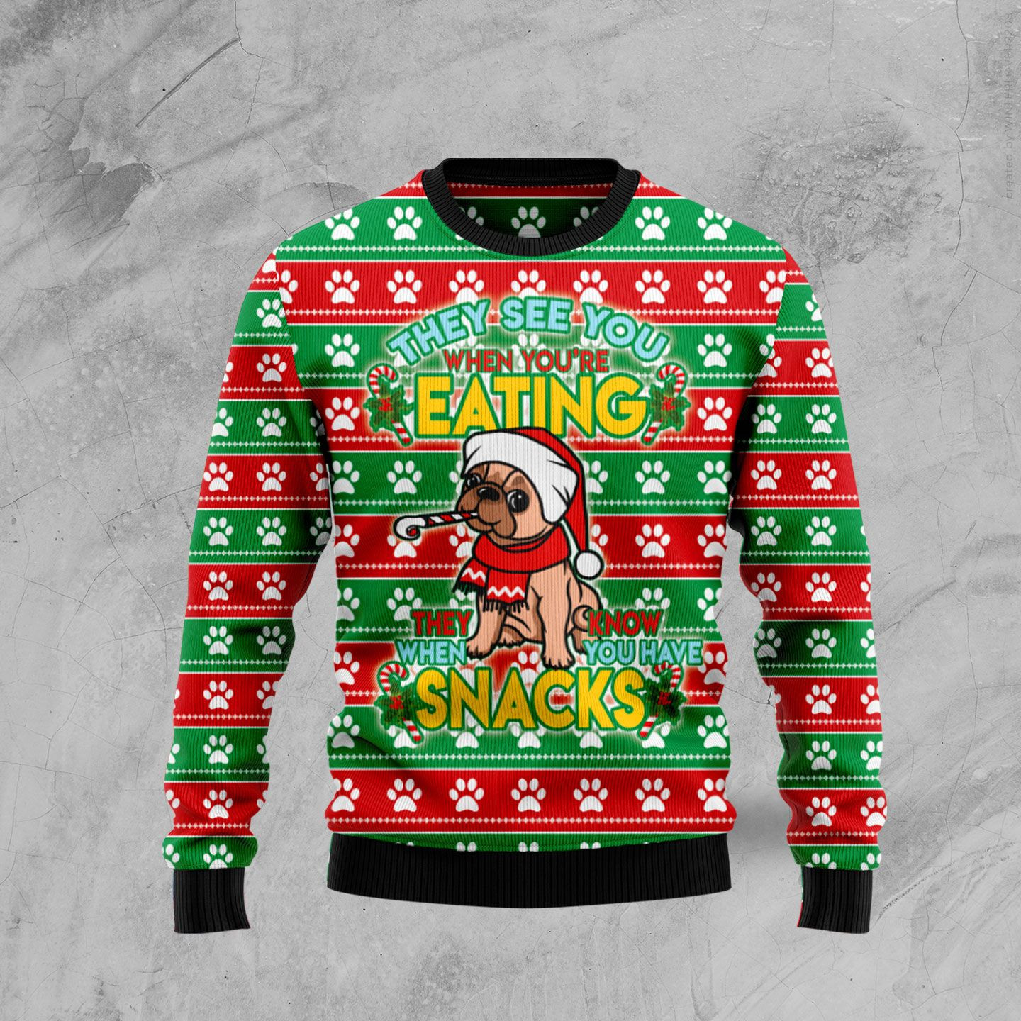 French Bulldog See You Eating Snacks Ugly Christmas Sweater Ugly Sweater For Men Women