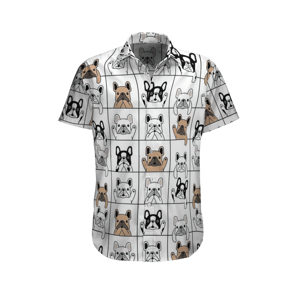 French Bulldog Square Aloha Hawaiian Shirt Colorful Short Sleeve Summer Beach Casual Shirt For Men And Women