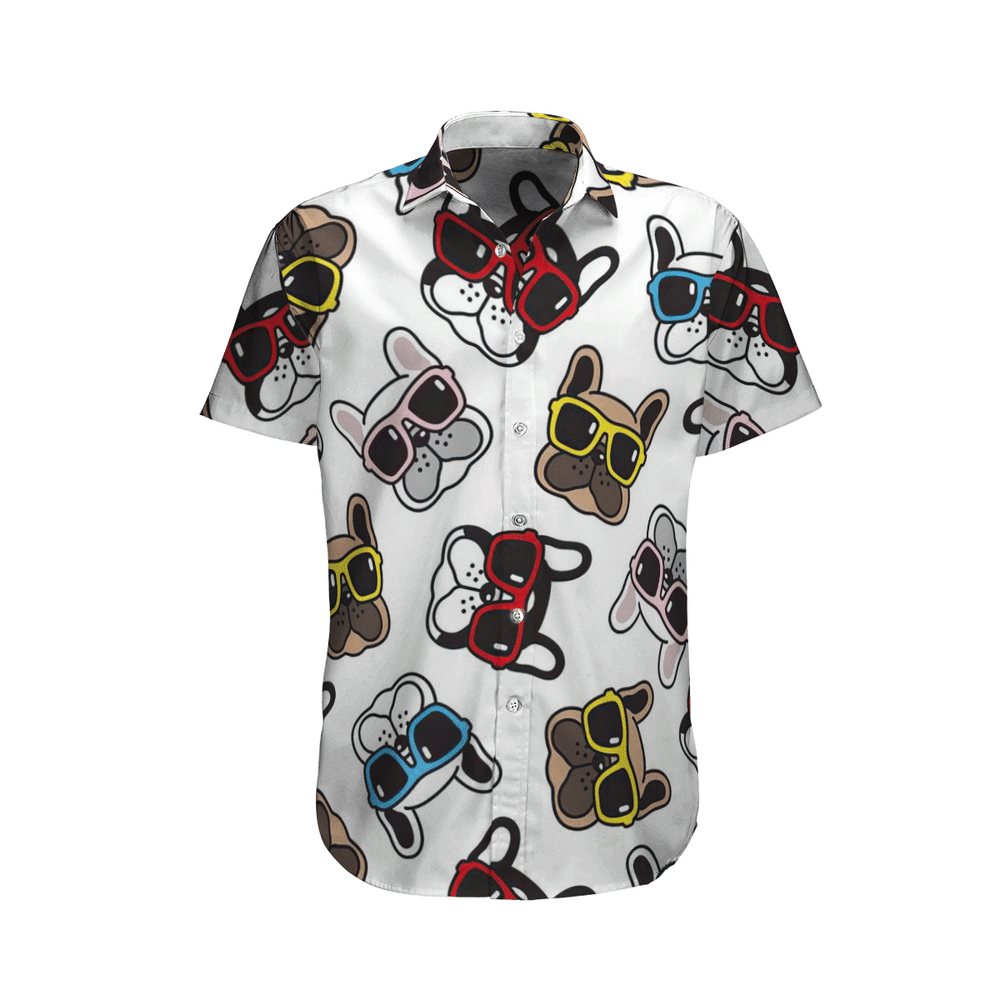 French Bulldog Wearing Funny Glasses Aloha Hawaiian Shirt Colorful Short Sleeve Summer Beach Casual Shirt For Men And Women