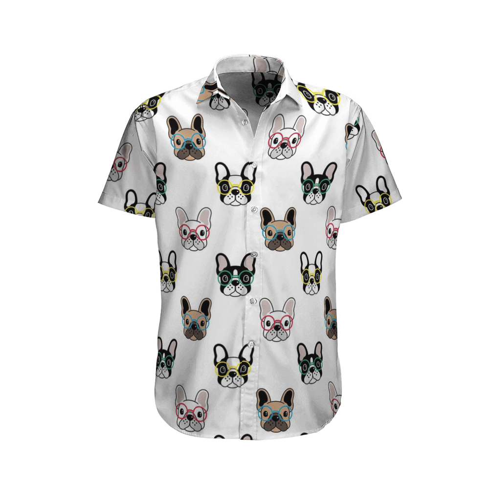 French Bulldog Wearing Glasses Aloha Hawaiian Shirt Colorful Short Sleeve Summer Beach Casual Shirt For Men And Women