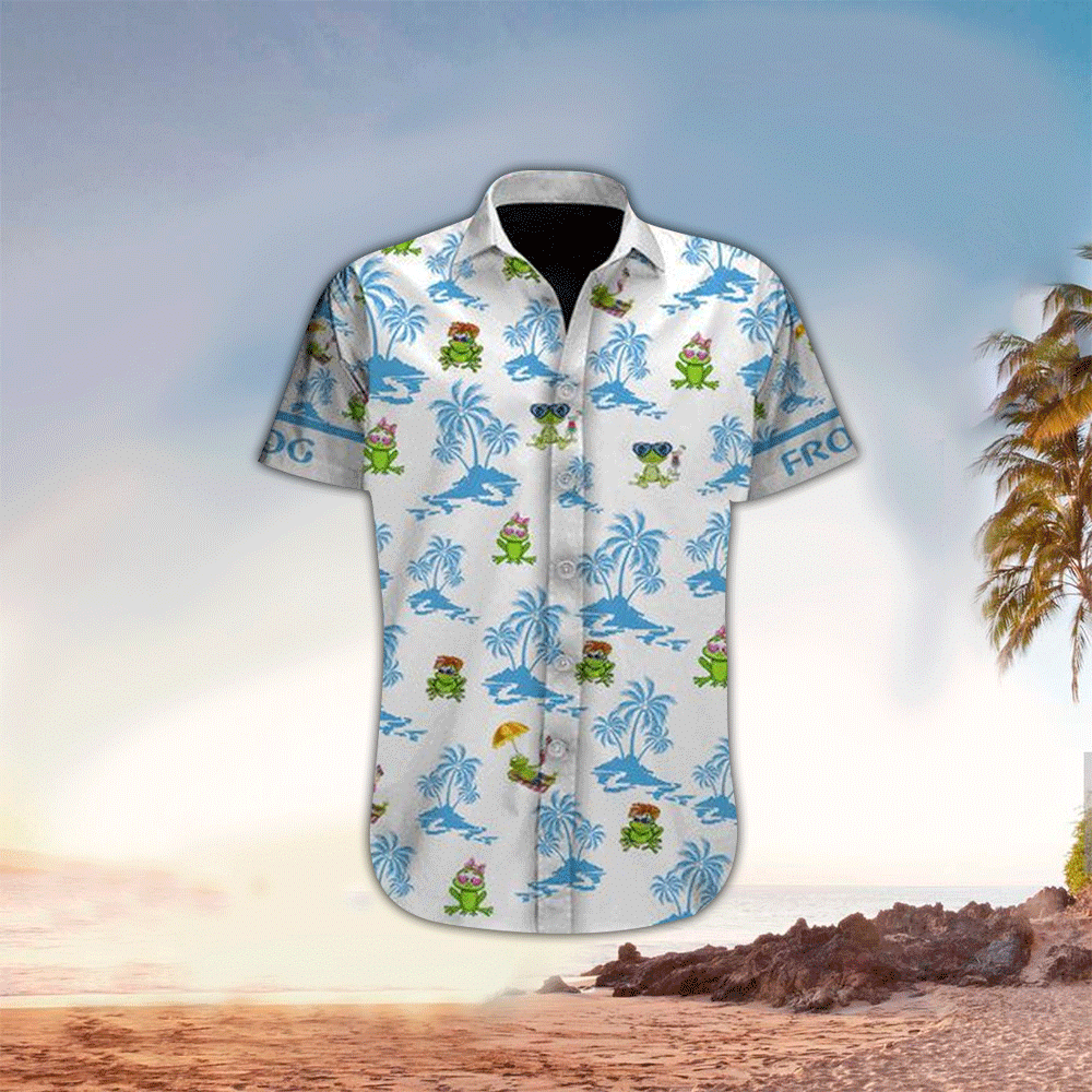 Frog Apparel Frog Hawaiian Button Up Shirt for Men and Women