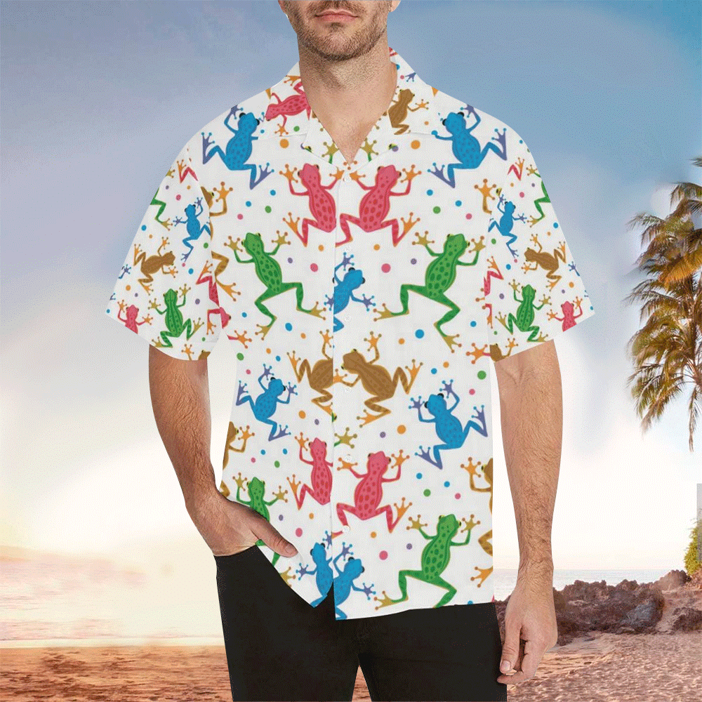 Frog Apparel Frog Hawaiian Button Up Shirt for Men and Women