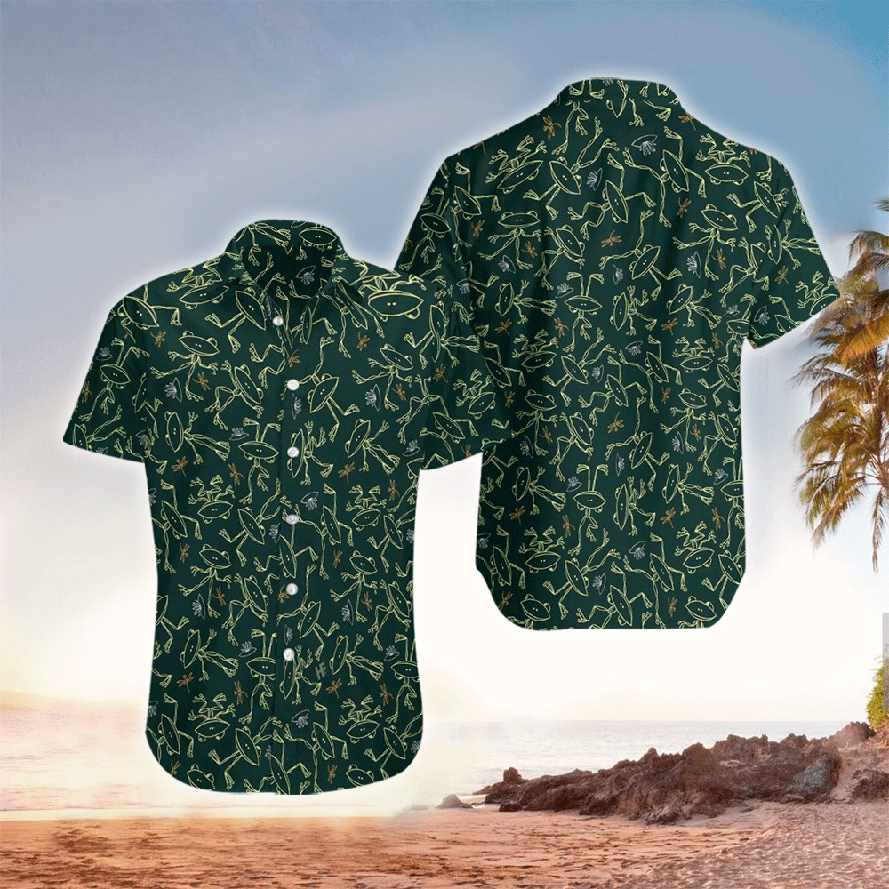 Frog Apparel Frog Hawaiian Button Up Shirt for Men and Women