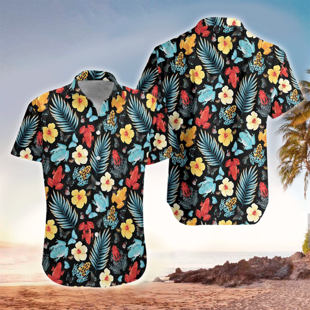 Frog Apparel Frog Hawaiian Button Up Shirt for Men and Women