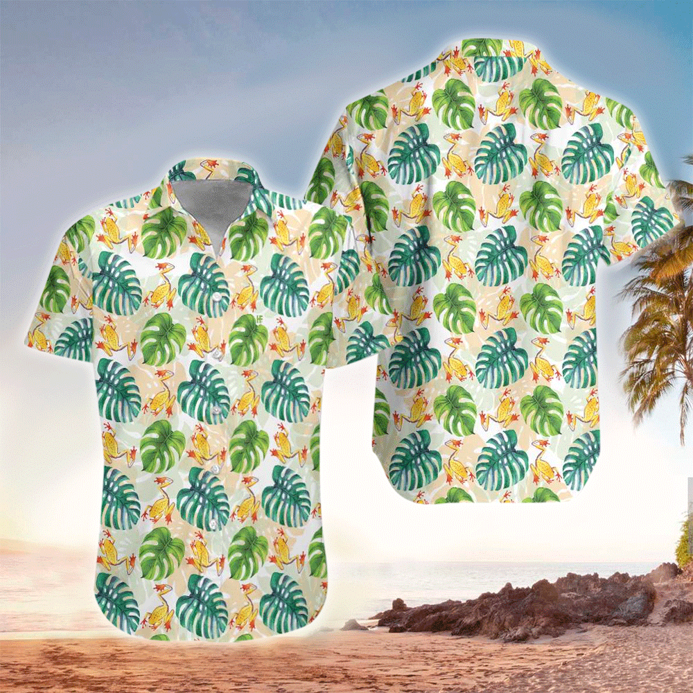 Frog Apparel Frog Hawaiian Button Up Shirt for Men and Women