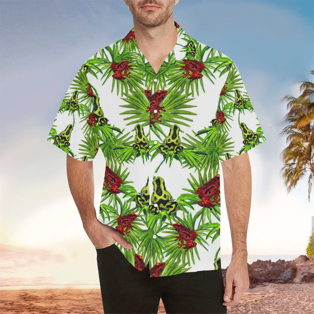 Frog Apparel Frog Hawaiian Button Up Shirt for Men and Women