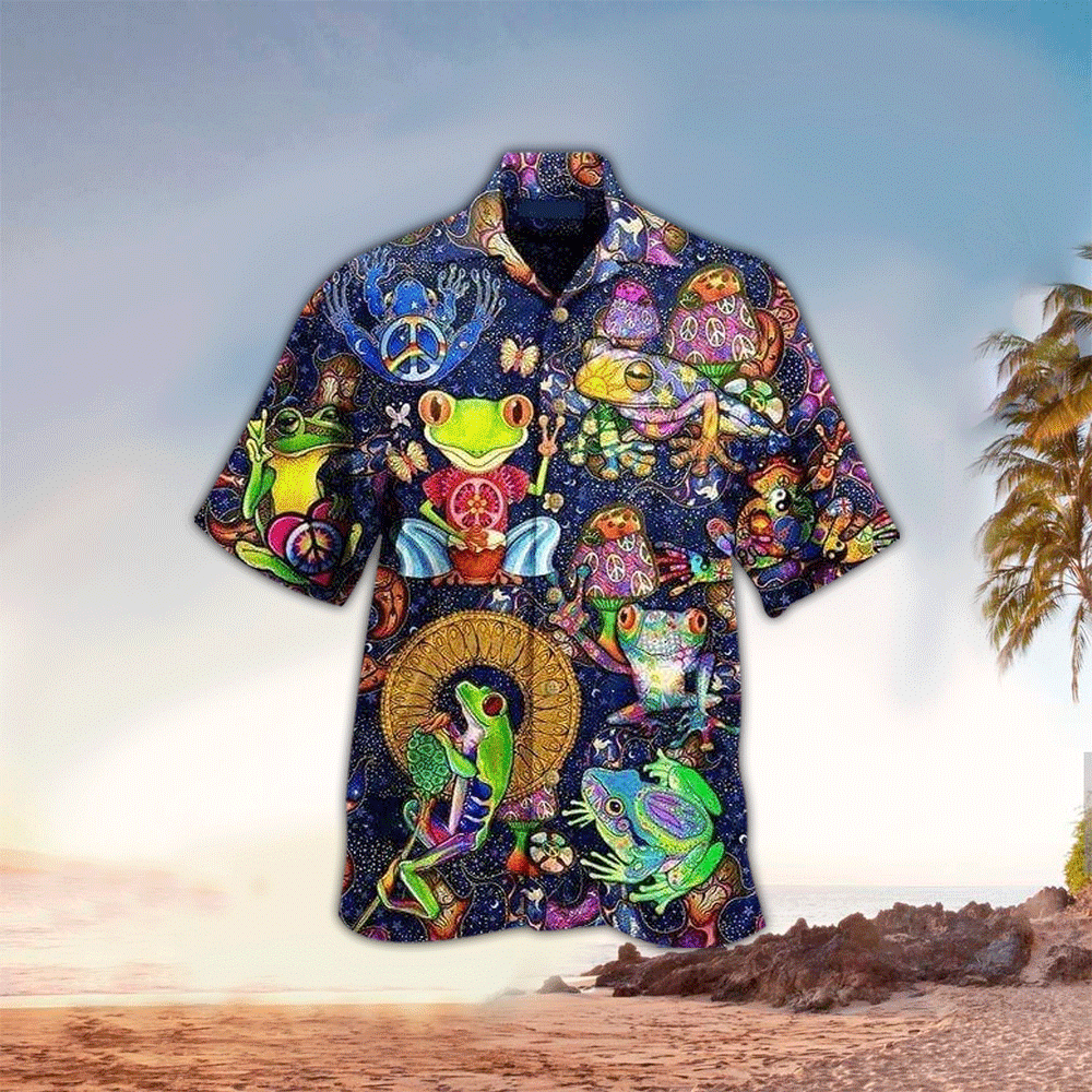 Frog Apparel Frog Hawaiian Button Up Shirt for Men and Women