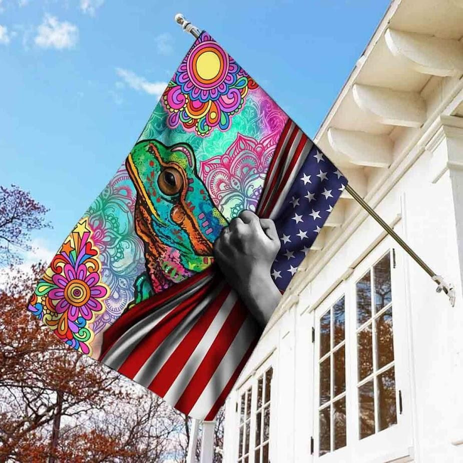 Frog Hippie Flag American Independence Day Us Garden Flag House Flag