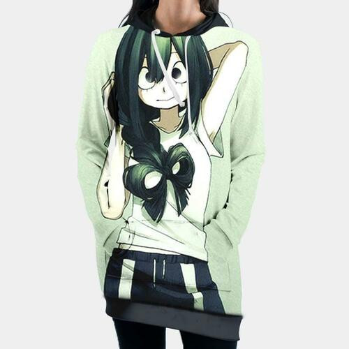 Froppy Fanart Hooded Dress My Hero Academia 3d Hoodie Dress Sweater Dress Sweatshirt Dress Hoodie