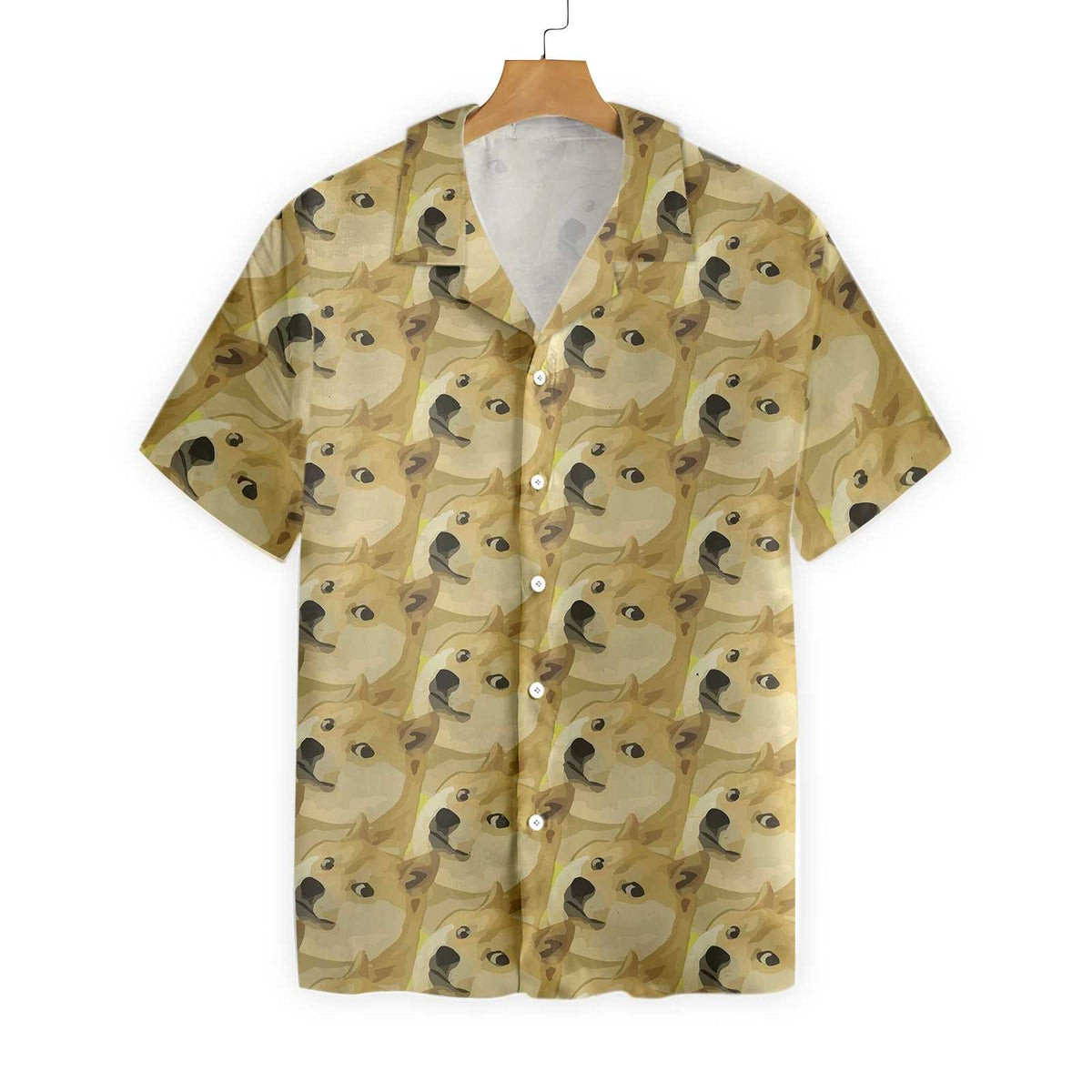 Full Face Doge Pattern Dogecoin Hawaiian Shirt