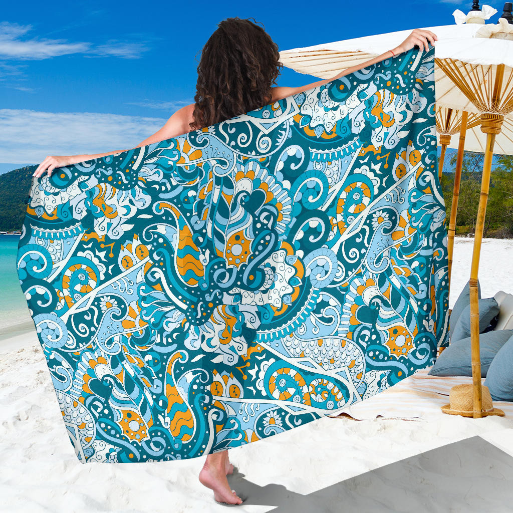 Funky Retro Pattern Print Sarong Cover Up Funky Retro Pareo Wrap Skirt Dress