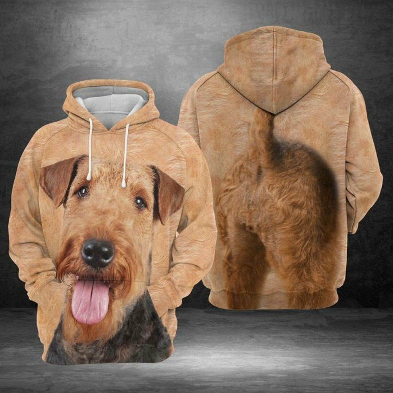Funny Airedale Terrier Front And Back 3d All Over Print Hoodie