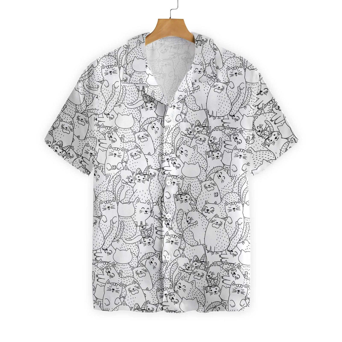 Funny Cats Black And White Pattern Hawaiian Shirt