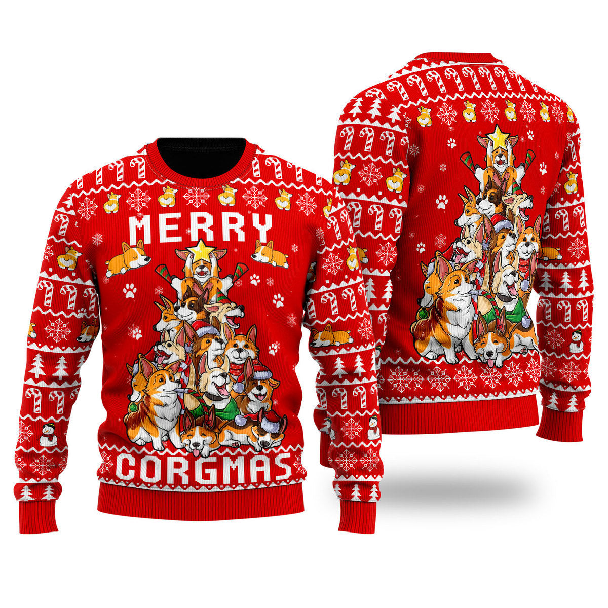 Funny Corgi Merry Corgmas Ugly Christmas Sweater Ugly Sweater For Men Women