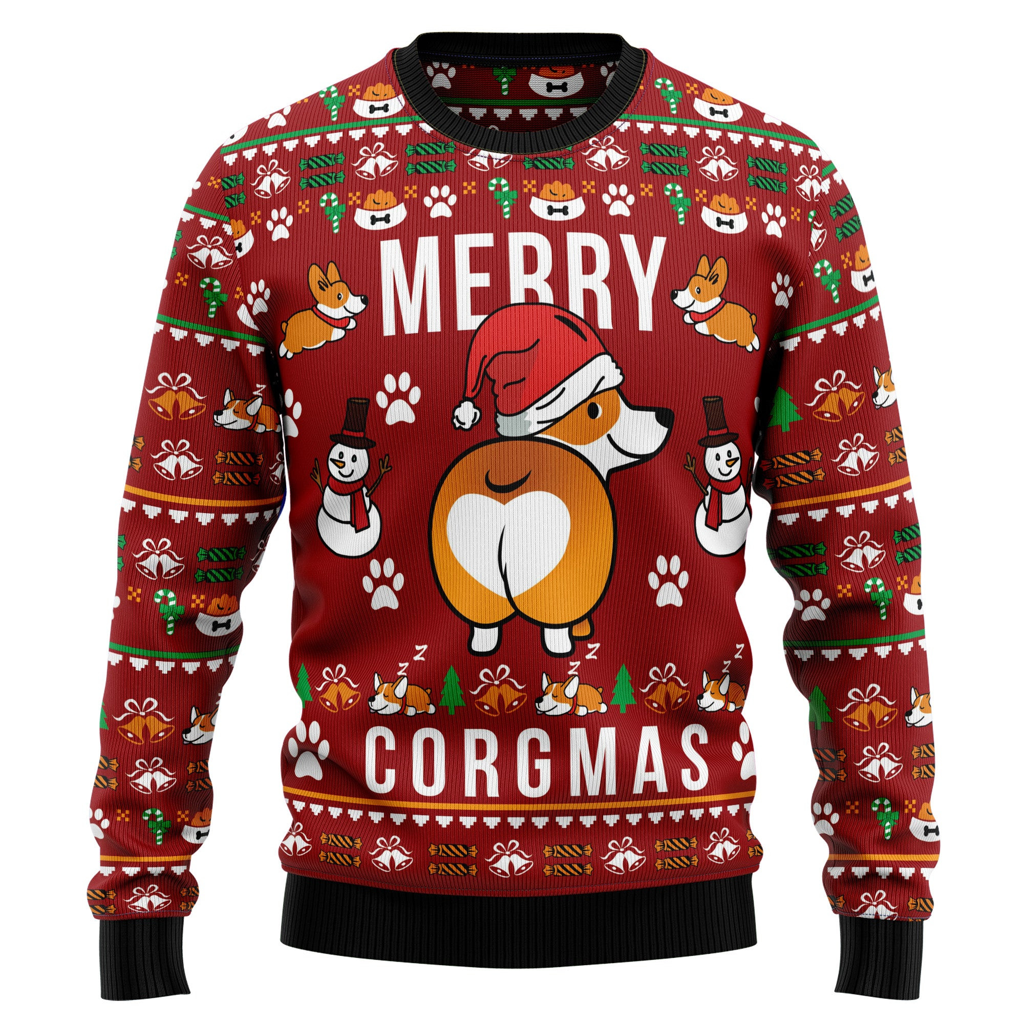 Funny Corgi Merry XUgly Sweatermas Ugly Christmas Sweater