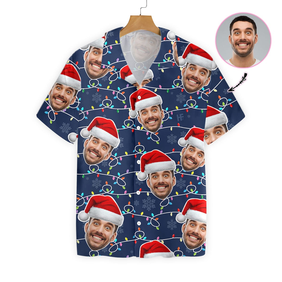 Funny Custom Face Christmas Pattern Seamless Custom Hawaiian Shirt