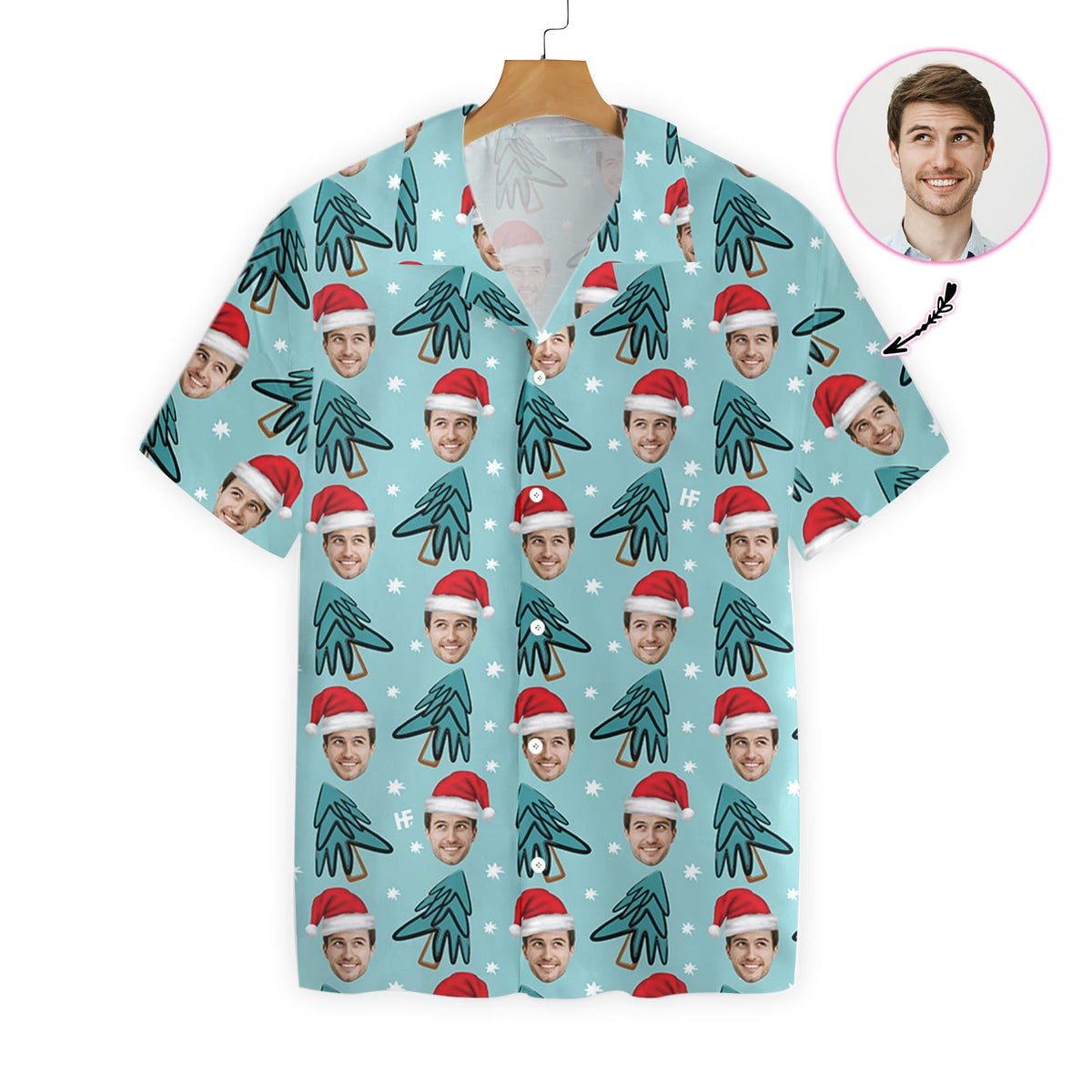 Funny Custom Face Christmas Tree Custom Hawaiian Shirt