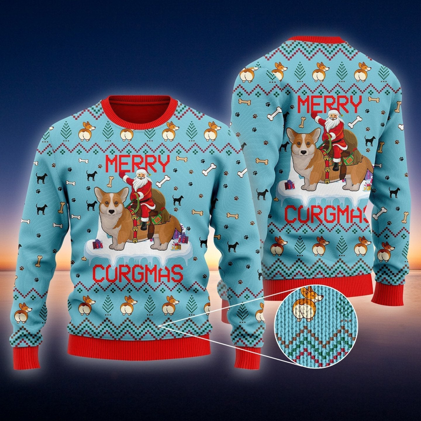 Funny Dog Merry Corgmas Ugly Christmas Sweater