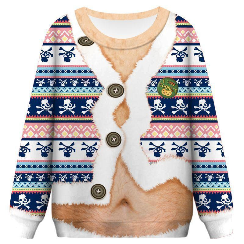 Funny Faux Belly Ugly Christmas Sweater