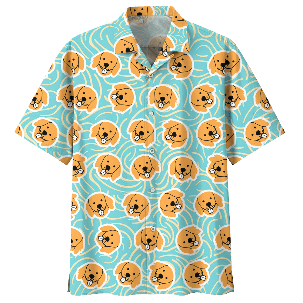Funny Golden Retriever Dog Aloha Hawaiian Shirt Colorful Short Sleeve Summer Beach Casual Shirt For Men And Women
