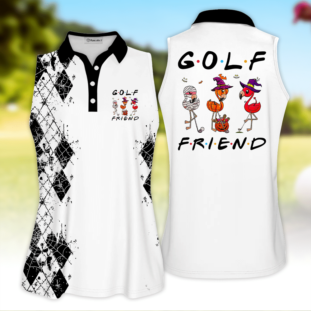 Funny Halloween golf shirt golf friends Black Gift Sleeveless Polo Shirt Short Sleeve Long Sleeve Polo Shirt