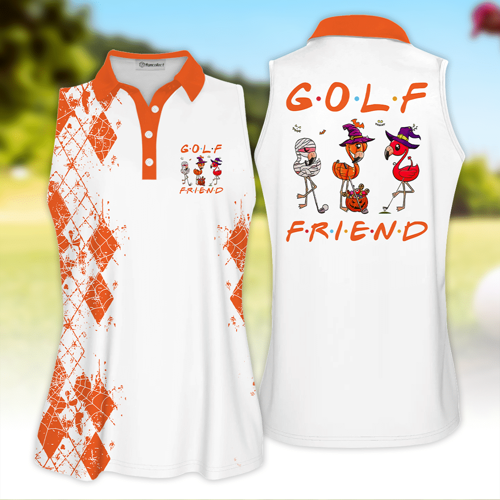 Funny Halloween golf shirt golf friends we're like a really small gang Orange Gift Sleeveless Polo Shirt Short Sleeve Long Sleeve Polo Shirt