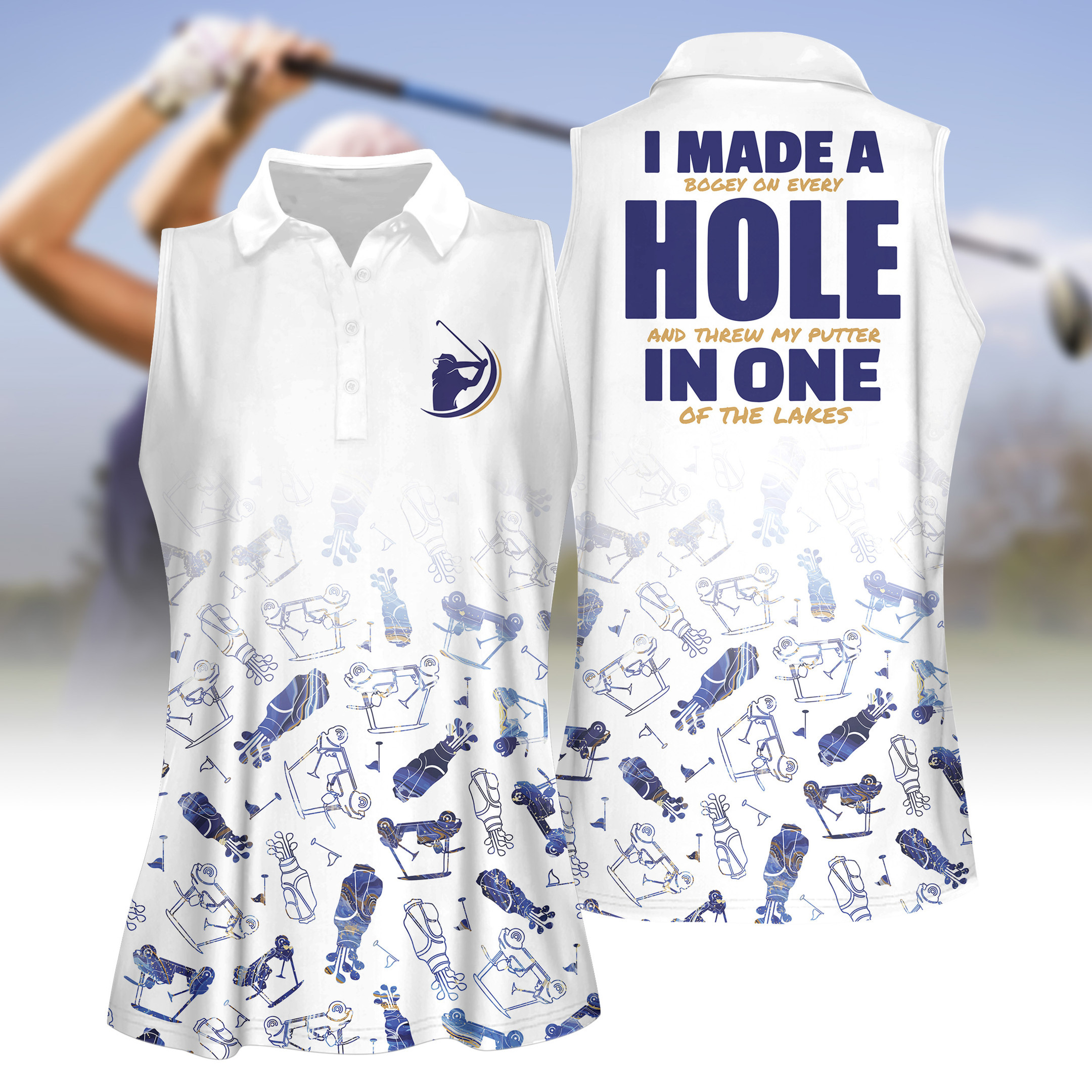 Funny I Made A Hole In One Women Short Sleeve Polo Shirt Sleeveless Polo Shirt