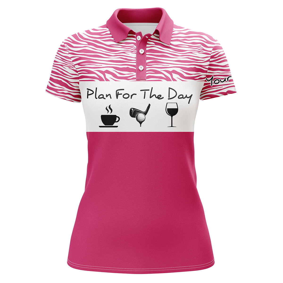 Funny Pink Womens Golf Polo Shirt Plan For The Day Custom Name Golf Shirt Womens Golf Gift Ideas