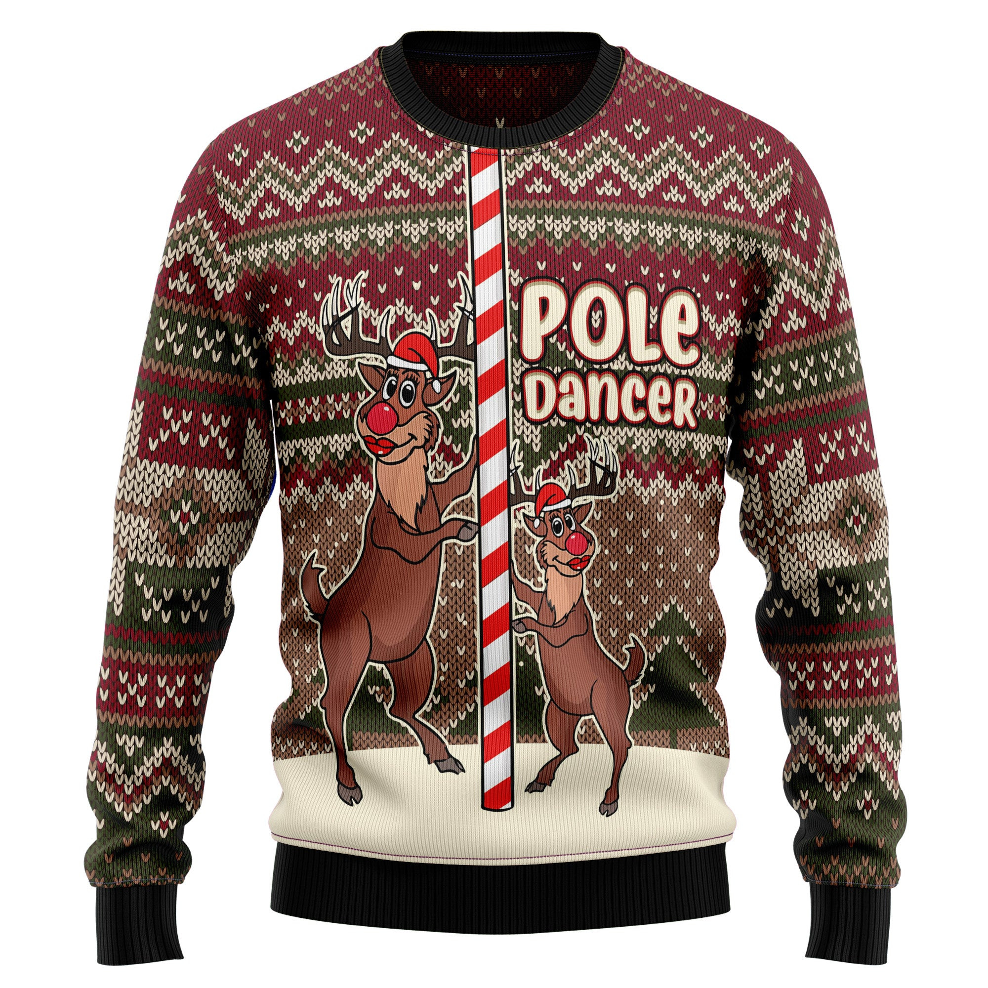 Funny Pole Dancer Reindeer Ugly Christmas Sweater