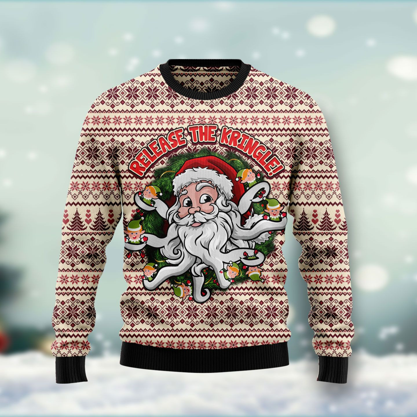 Funny Santa Claus Release The Kringle Ugly Christmas Sweater Ugly Sweater For Men Women