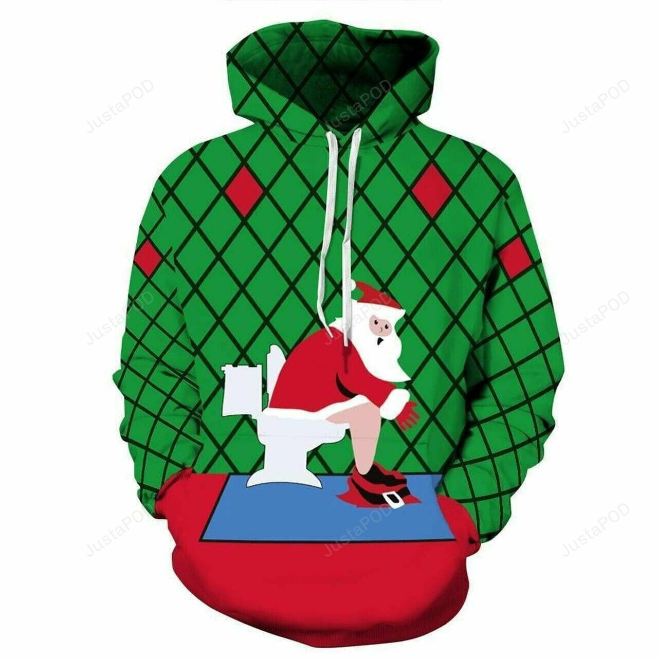 Funny Santa Claus Wc Green 3d All Print Hoodie